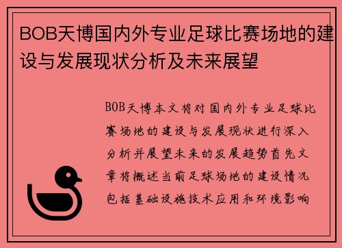 BOB天博国内外专业足球比赛场地的建设与发展现状分析及未来展望